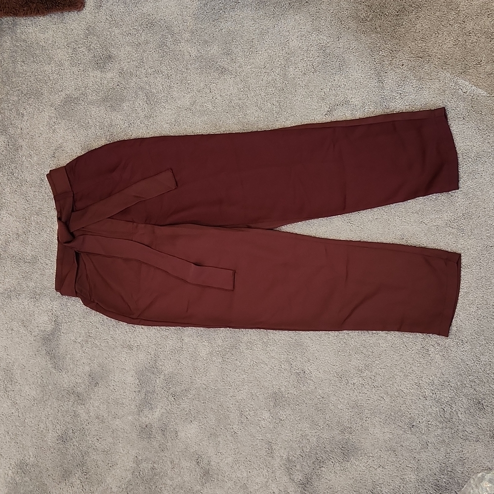 New Boohoo petite Tie Waist Woven Satin Slimline Trouser Size 6